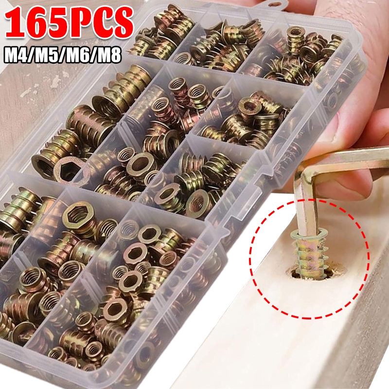 Furniture Hardware Threaded Inserts - M4/M5/M6/M8 Threaded Insert Nut Zinc Alloy