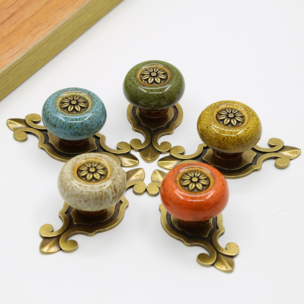 Furniture Joint Hardware - Creative Single Hole Ceramic Knob Ethnic