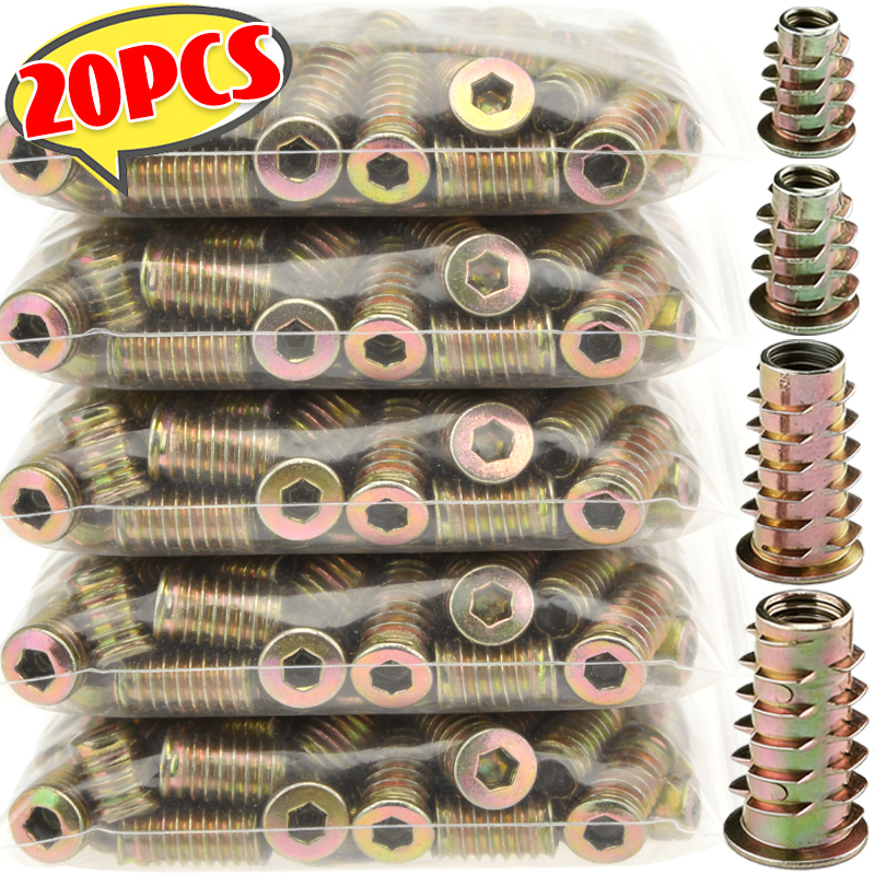 20/40Pcs Threaded Inserts Zinc - Furniture Hardware Threaded Inserts recensione e prezzo