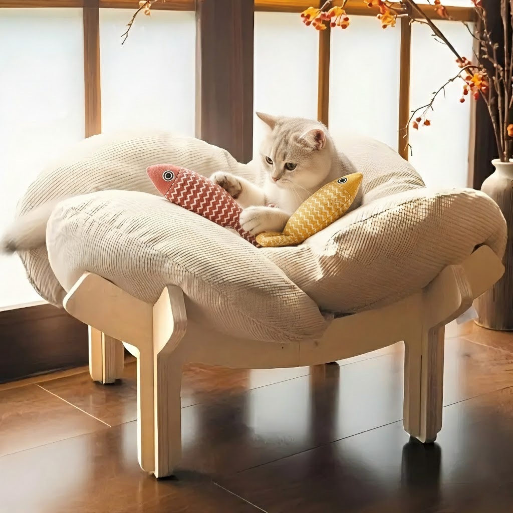 Padded Wooden Elevated Cat Bed - Furniture Hardware For Bed recensione e prezzo