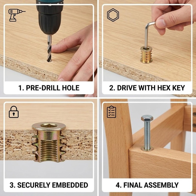 140/70x Hex Socket Threaded In - Furniture Hardware Threaded Inserts recensione e prezzo